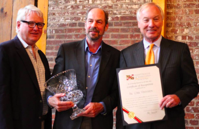 Comptroller Franchot awards Best in Show Award to Big Cork Vineyards